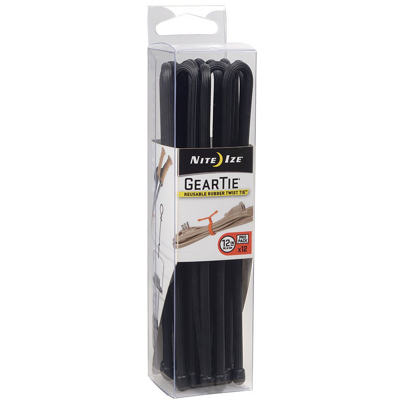 Nite Ize Gear Tie Propack 12-Inch Black (12-Pack)