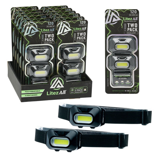 LitezAll 120 Lumen Mini Headlamp 2 Pack