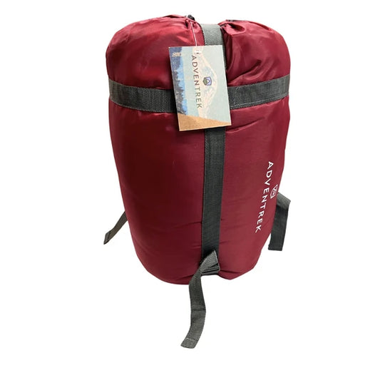Adventrek Burgundy Double Sleeping Bag with Carrying Bag & Pillows