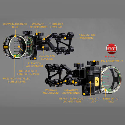 Trophy Ridge React® Pro™ 5 Pin Bow Sight (Right Hand)