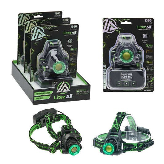 LitezAll Rechargeable 1300 Lumen Head Lamp